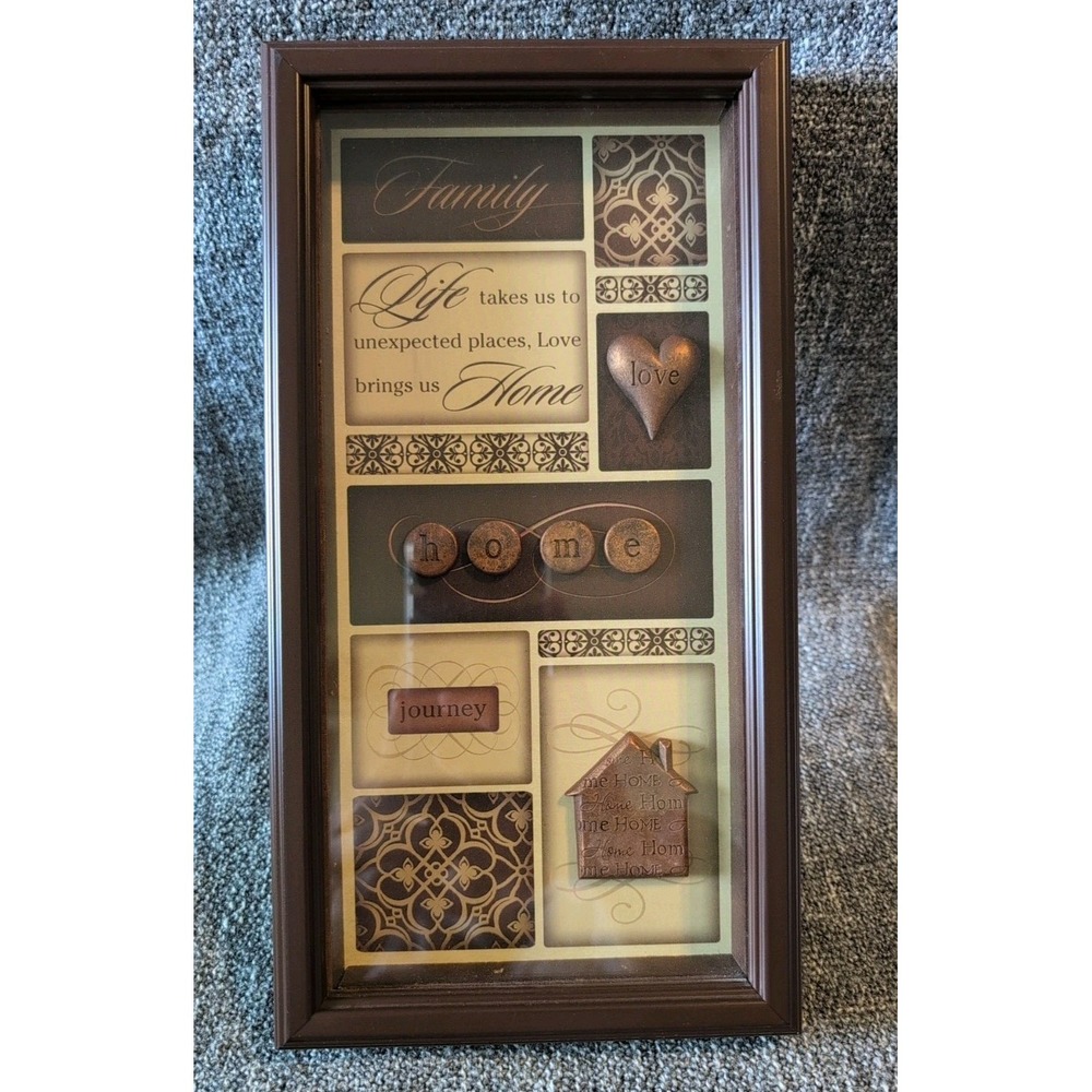 New View Gifts Shadow Box Frame FAMILY HOME JOURNEY 5.75x11 Embellished Decor‎